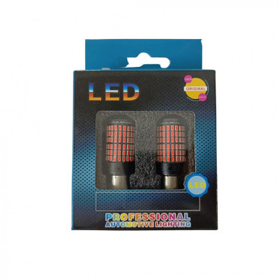 Set 2 Becuri LED ROSU cu anulator CANBUS P21W foto