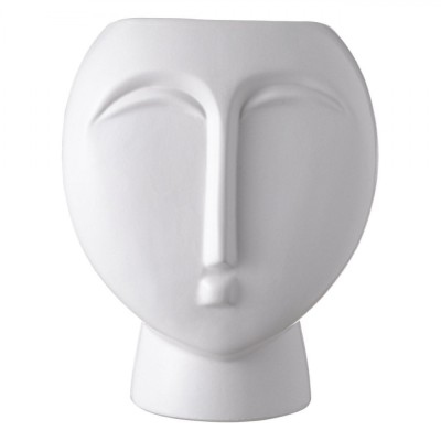 Vază Decorativă, Model Față Statuie, Culoare Alb, Material Ceramică, Dimensiuni 17x13.7x21.6cm foto
