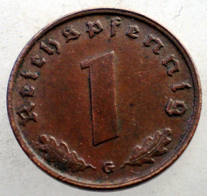 2.520 GERMANIA WWII 1 REICHSPFENNIG 1939 G