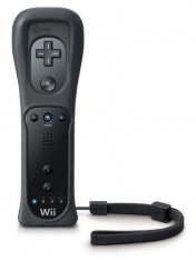 Maneta controler original Nintendo Wii Remote neagra cu husa silicon foto