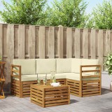 vidaXL Seturi de canapele 5 pcs Natural și Crem Lemn Solid de Acacia 3374750