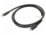 Cablu USB-C 3.1 Lanberg, Mufă Aurită, 1m, Negru