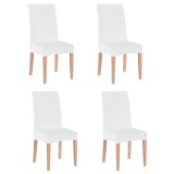 Set 4 huse universale pentru scaun, marime universala, poliester si spandex, 45 x 60 cm, alb Household NewTrend