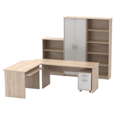 Set mobilier birou natur stejar sonoma alb Johan 150x67.5x73.5 cm