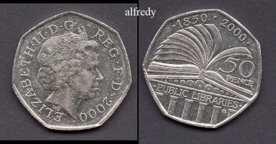 Anglia, Marea Britanie, 2000 50 Pence, Comemorativa, 150 de ani - Biblioteca foto