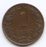 Olanda 1 Cent 1880 - Willem III / Wilhelmina , Bronz, 19 mm KM-107.1 (1), Europa