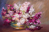 Tablou canvas Flori, liliac, mov, pictura, buchet3, 45 x 30 cm