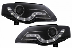 Faruri Angel Eyes LED DRL compatibil cu VW Passat B6 3C (03.2005-2010) Negru HLVWPA3CLEDAB foto