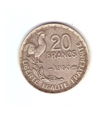 Moneda Franta 20 franci/francs 1950 GEORGES GUIRAUD, cu 3 pene, stare buna foto