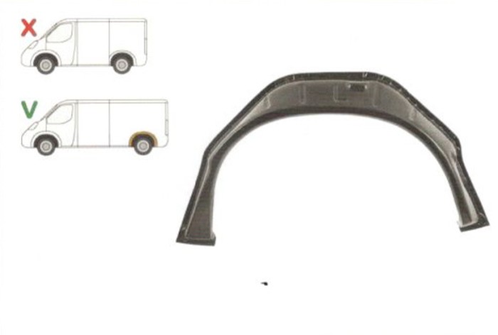 Pasaj interior roata spate, contra aripa Ford Transit (Ve64), 01.1991-09.1994; Transit (Ve83), 06.1994-07.2000, model: lungime, montare spate, stanga