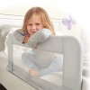 Bariera Protectie Pat Copii Honey Baby Gri 150x40cm, Metal/Plastic/Textil, Montare Usoara, Portabila