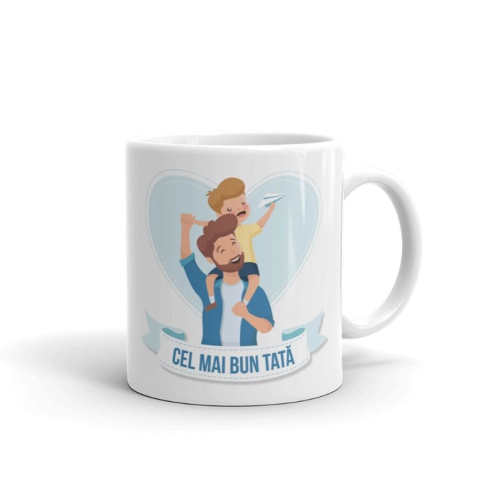 Cana alba personalizata &quot;Cel mai bun tata&quot;, INOVATIX&reg;. 330ml
