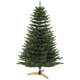 HOMCOM Brad artificial 180 cm, brad Fraser cu suport din lemn, 988 v&acirc;rfuri realiste de ramuri pentru acasă și birou, Verde | Aosom Romania