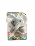 Jucarie zornaitoare de plus cu inel, Elefant, 7Toys