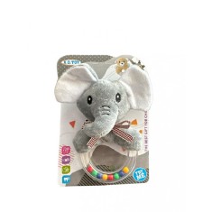 Jucarie zornaitoare de plus cu inel, Elefant, 7Toys