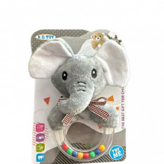 Jucarie zornaitoare de plus cu inel, Elefant, 7Toys