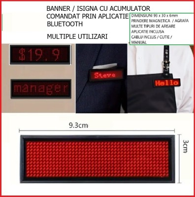 Banner / isigna cu acumulator comandat prin bluetooth pachet 8 bucati foto