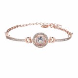 Bratara dama aliaj aur roz cu zirconiu, 23cm, eleganta