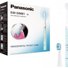 Periuta de dinti electrica Panasonic Sonic vibration EW-DM81-G503, 31000 oscilatii/min, 2 Programe, 2 Capete (Alb/Verde)