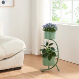 Suport 2 ghivece plante Almelo metal 63x29x21cm verde [en.casa] HausGarden Leisure, [en.casa]