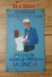 Tabla veche romaneasca ,protectia muncii ,RPR-RSR