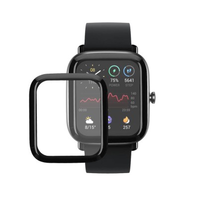 Set 2 Folii de protectie Kwmobile pentru Amazfit GTS 2 Mini, Transparent/Negru, Polimer, KWM000024VG001C foto