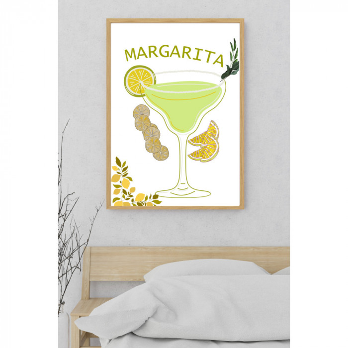 Tablou pentru bucatarie Margarita cocktail, A4, Rama Alba