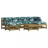 Set mobilier de gradina cu perne, 7 piese, lemn de pin tratat