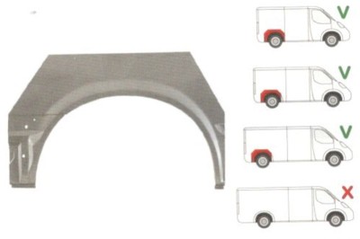 Segment reparatie aripa spate Ford Transit, 05.2006 Model Scurt, Transit/Tourneo 202013 Scurt, parte montare Segment reparatie aripa spate dreapta, foto