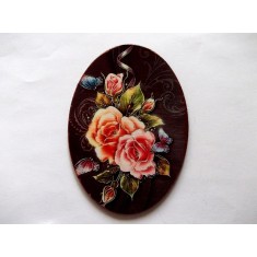 Magnet oval cu trandafiri si cu fluturi, magnet oval frigider 41678