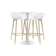 RAKI Set masa si scaune de bar alb, 4 piese, masa 60x101cm cu 3 scaune Toyama 48x47x95cm foto