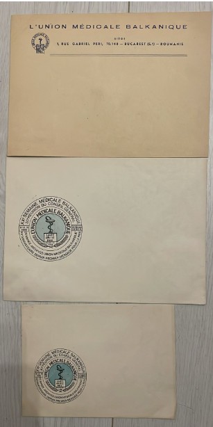Lot 3 plicuri mari Uniunea Medicala Balcanica 1988 a 50-a aniversare Sediul la Bucuresti Str. Gabriel Peri Nr 1 medical comunism epoca de aur Atena