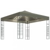 Pavilion de gradina cu siruri de lumini LED, gri taupe 3x3m