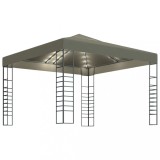 Pavilion de gradina cu siruri de lumini LED, gri taupe 3x3m