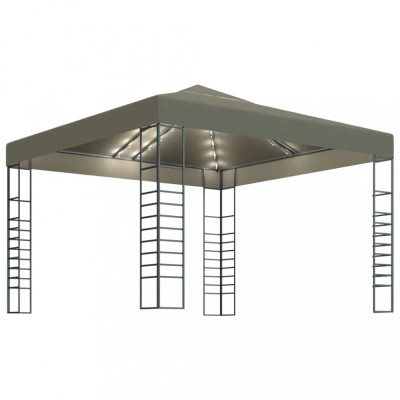 Pavilion de gradina cu siruri de lumini LED, gri taupe 3x3m foto