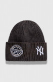 New Era caciula culoarea gri, din tricot gros, NEW YORK YANKEES