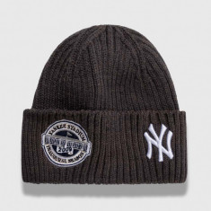 New Era caciula culoarea gri, din tricot gros, NEW YORK YANKEES