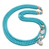 Colier Armonia Turcoaz Arizona &amp; Perle, Argint 925 placat aur roz, 73cm, Made in Italy, Cutie Cadou
