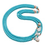 Cumpara ieftin Colier Armonia Turcoaz Arizona &amp; Perle, Argint 925 placat aur roz, 73cm, Made in Italy, Cutie Cadou