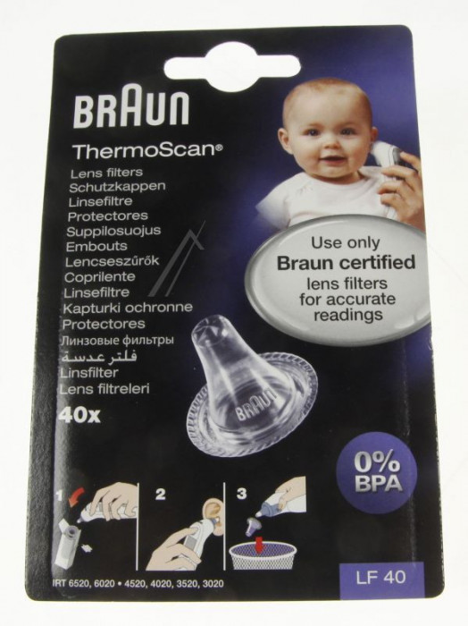 66025780 EINMAL-SCHUTZKAPPEN LF40 F&Uuml;R THERMOSCAN, 40 ST&Uuml;CK LF40EULA01 BRAUN