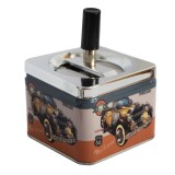 Scrumiera metalica Pufo Car Travel antivant cu buton, 9 cm