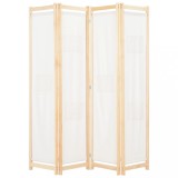 vidaXL Paravan de cameră cu 4 panouri, crem, 160x170x4 cm, textil