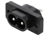 Conector alimentare AC 2.5A 250VAC tata casetofon 2 pini pe panou IEC 60320 K+B MPE 42R511122