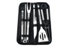 Set 10 ustensile grătar, cu husă, oțel inoxidabil, argintiu, 38.5x12x 5 cm