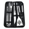Set 10 ustensile grătar, cu husă, oțel inoxidabil, argintiu, 38.5x12x 5 cm