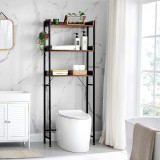 Cumpara ieftin Raft baie wc, Vasagle, Maro-Negru, 63x25x165 cm