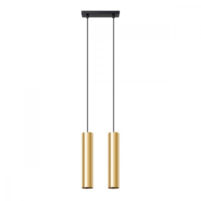Lampă Suspendată Lagos, Strălucire Aurie, Oțel, 2 Becuri Tub, Modernă De Interior foto