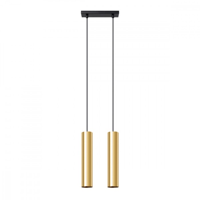 Lampă Suspendată Lagos, Strălucire Aurie, Oțel, 2 Becuri Tub, Modernă De Interior