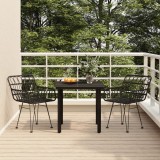 VidaXL Set mobilier de grădină, 3 piese, negru, poliratan