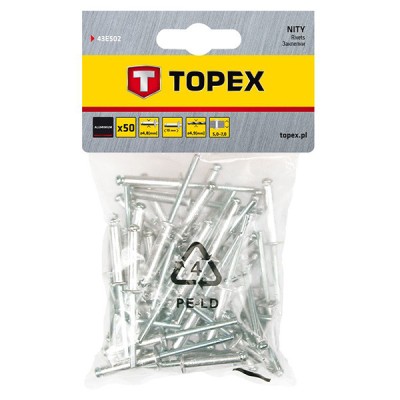 Set 50 buc. nituri de aluminiu 4,8 x 10 mm TOPEX 43E502 HardWork ToolsRange foto